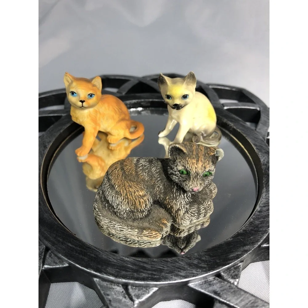 Adorable Small Cat Figurine Collectibles - Set Of 3 - Ceramic